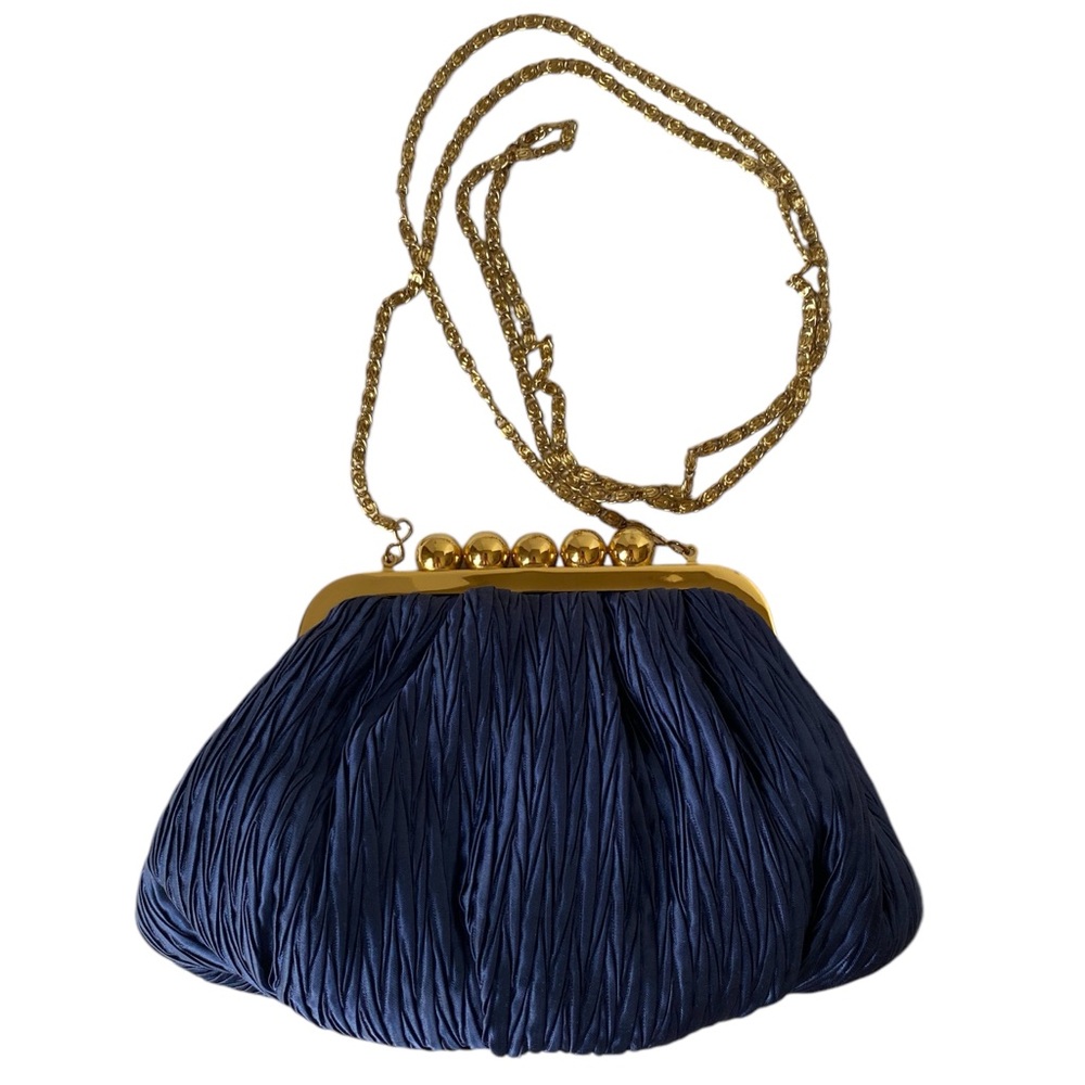 Carla Marchi Crinkle Clutch Blue